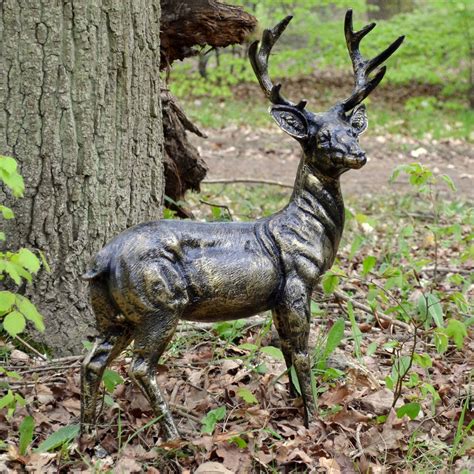 Metal Deer Statue, Beautiful Home Decor showpiece, Garden Art Sculpture, Deer Family with Candle Holders Set of Two Size (24 &14) inch UnitedCraftsIN (35) 263. . Metal deer lawn ornaments